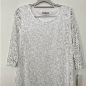 Dana Buchman White Crochet Lace Blouse